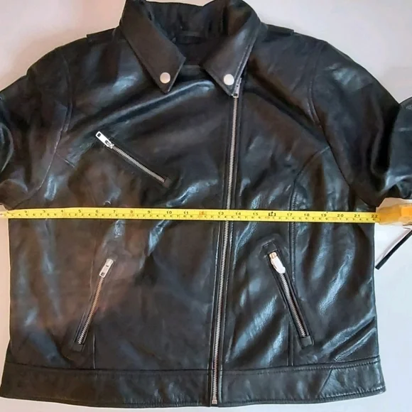 American Leather Co. Sz 16 Soft Leather Moto Jacket Black QVC Retail $319 - Picture 6 of 15